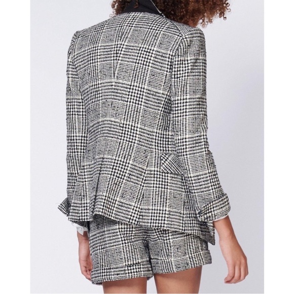 Veronica Beard Rhett Dickey Blazer In Black/Cream Plaid - Picture 7 of 15